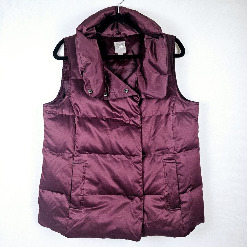 J. Jill Down Puffer Snap Front Vest Purple Size Medium